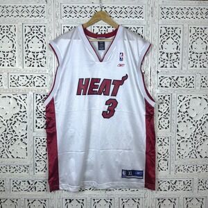 Miami Heat Dwayne Wade #3 Red & White Reebok NBA Sleeveless Jersey Mens XL